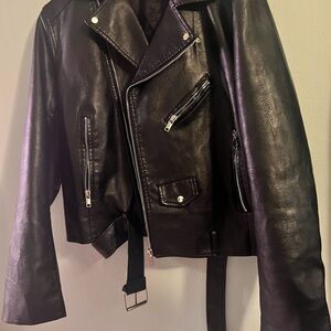 Black Vegan Leather Biker Jacket